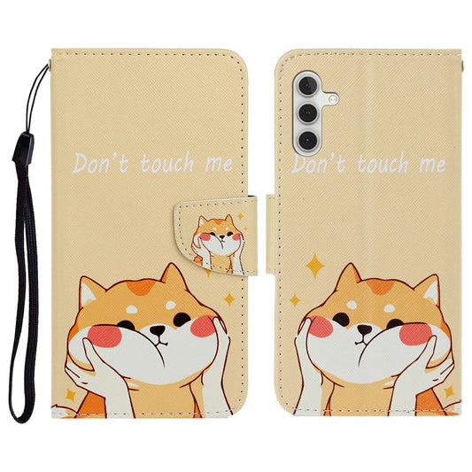 For Samsung Galaxy A16 5G / A16 4G Case Pattern Printing Protective Leather Folio Phone Cover - Shiba Inu
