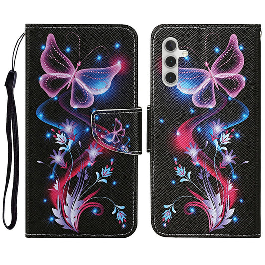 For Samsung Galaxy A16 5G / A16 4G Case Pattern Printing Protective Leather Folio Phone Cover - Glowing Butterfly