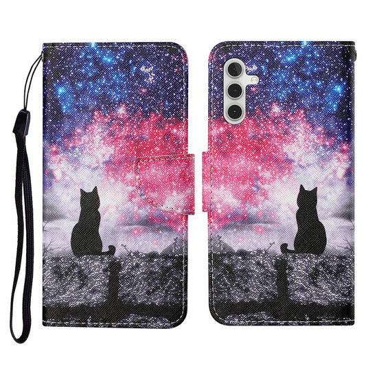 For Samsung Galaxy A16 5G / A16 4G Case Pattern Printing Protective Leather Folio Phone Cover - Galaxy Cat