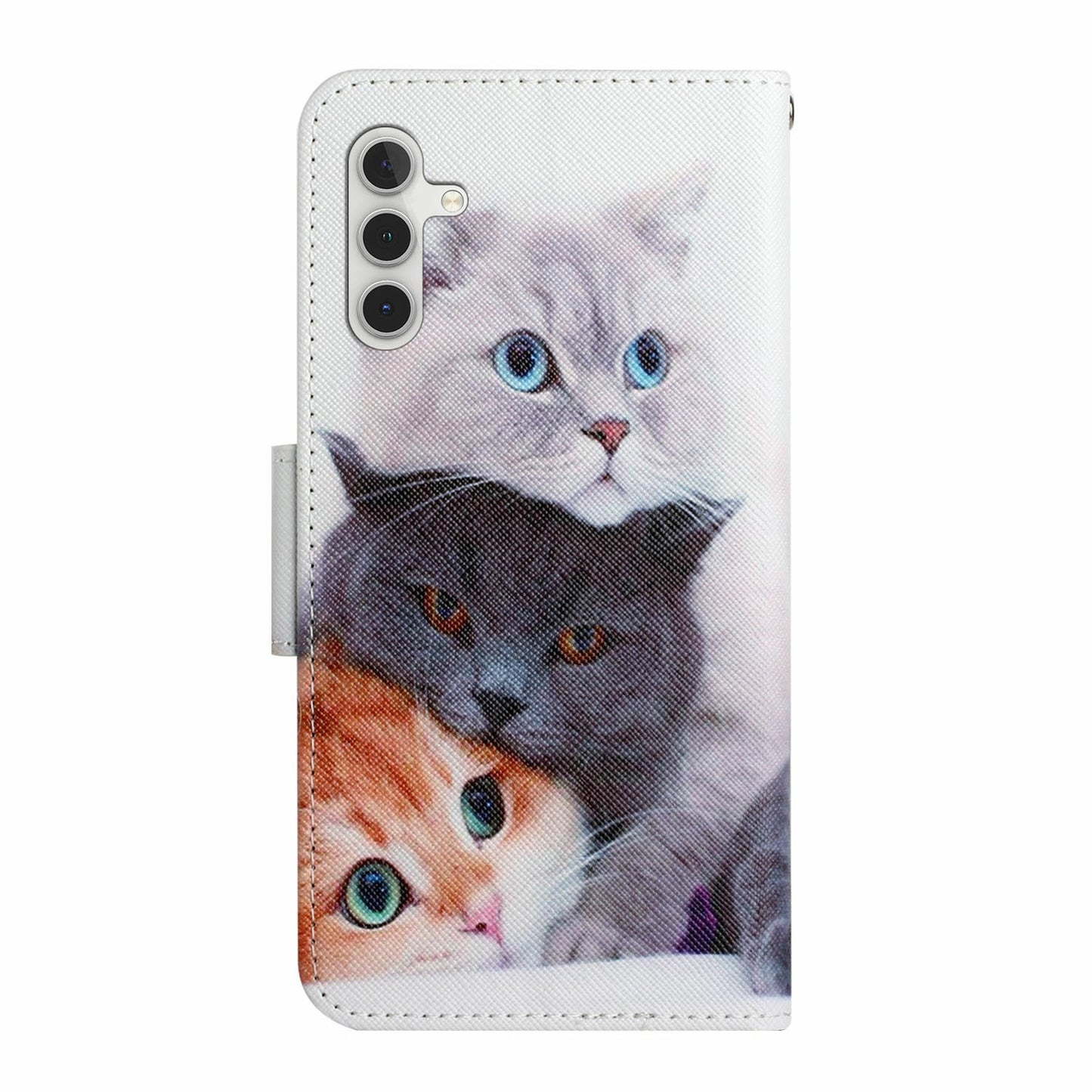 For Samsung Galaxy A16 5G / A16 4G Case Pattern Printing Protective Leather Folio Phone Cover - Three Cats