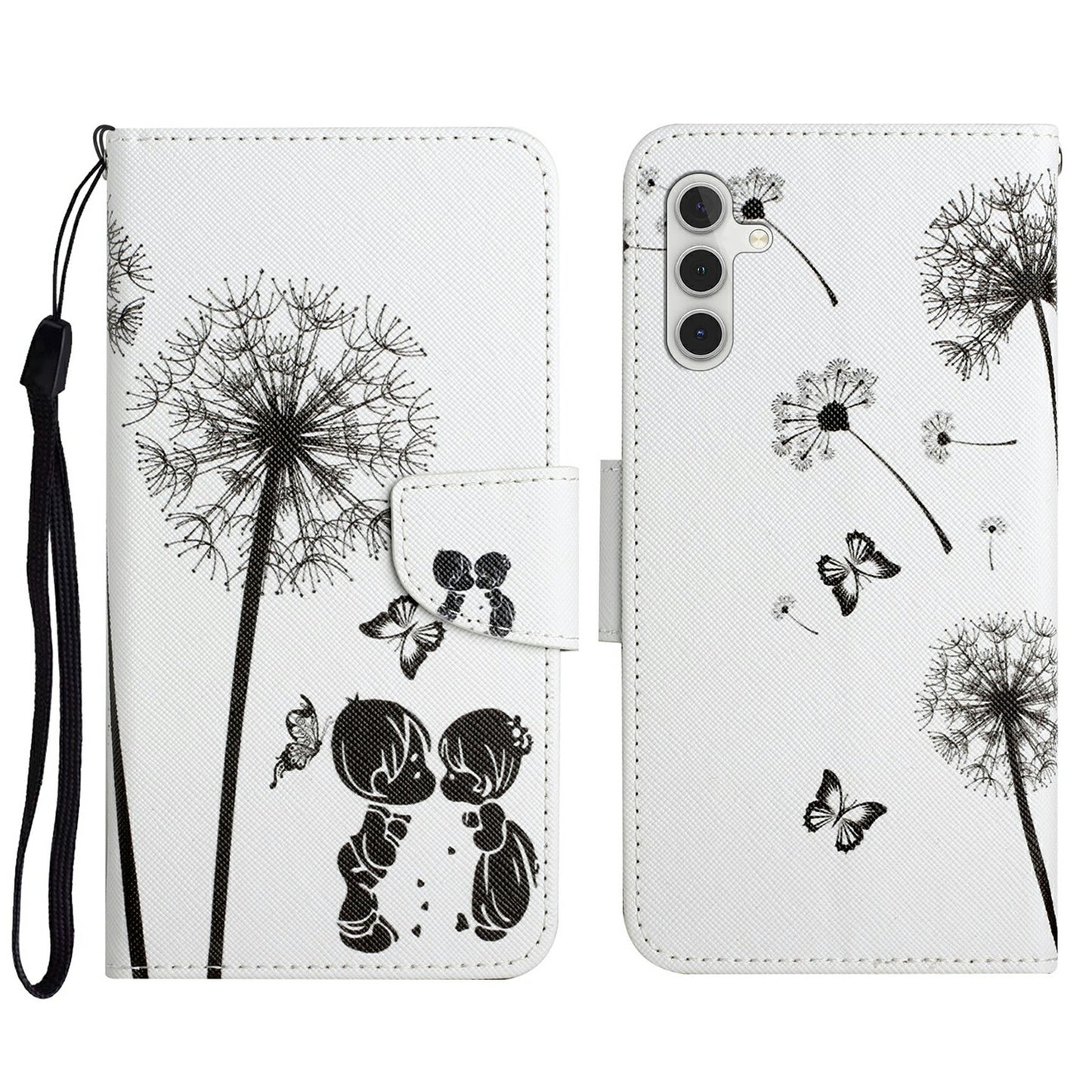 For Samsung Galaxy A16 5G / A16 4G Case Pattern Printing Protective Leather Folio Phone Cover - Dandelion