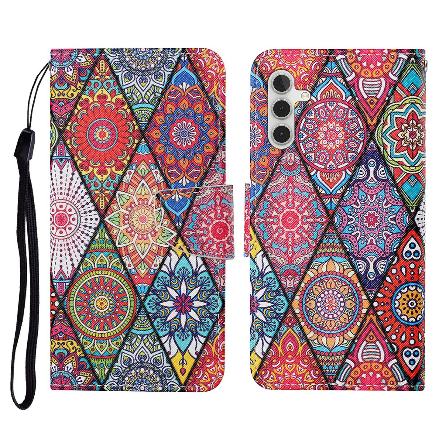 For Samsung Galaxy A16 5G / A16 4G Case Pattern Printing Protective Leather Folio Phone Cover - Rhombus Totem