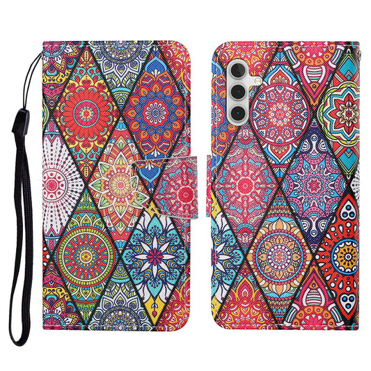 For Samsung Galaxy A16 5G / A16 4G Case Pattern Printing Protective Leather Folio Phone Cover - Rhombus Totem