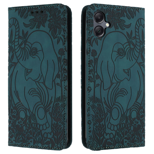 For Samsung Galaxy A06 Case PU Leather Wallet Phone Cover Elephant Pattern - Green