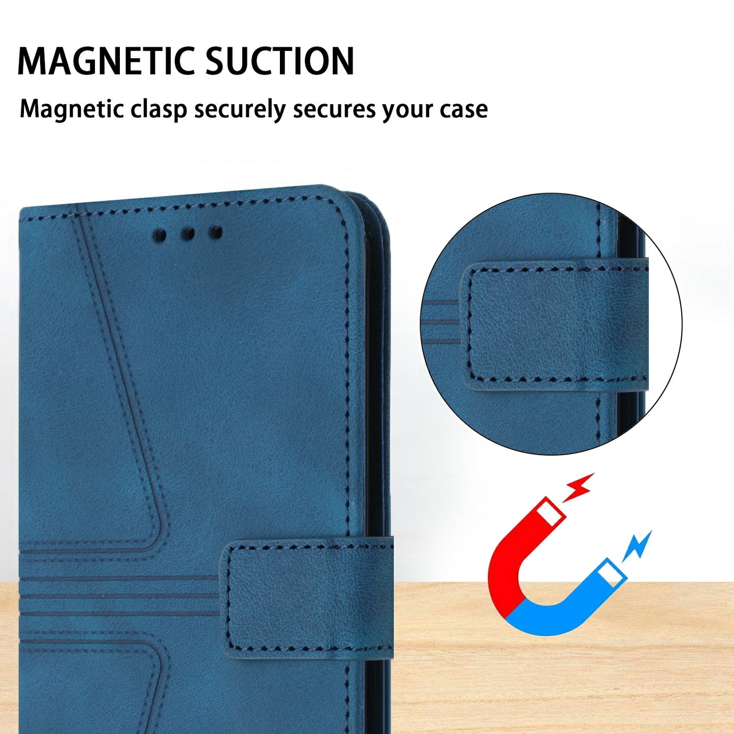 For Samsung Galaxy A06 Case Triangle Imprinted Anti-Scratch Phone Wallet Cover - Blue
