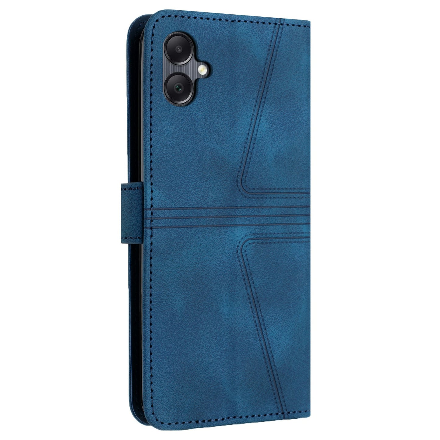 For Samsung Galaxy A06 Case Triangle Imprinted Anti-Scratch Phone Wallet Cover - Blue