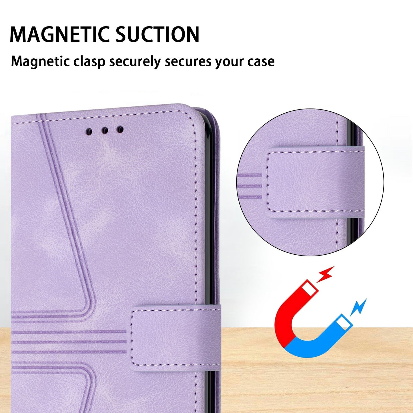For Samsung Galaxy A06 Case Triangle Imprinted Anti-Scratch Phone Wallet Cover - Purple