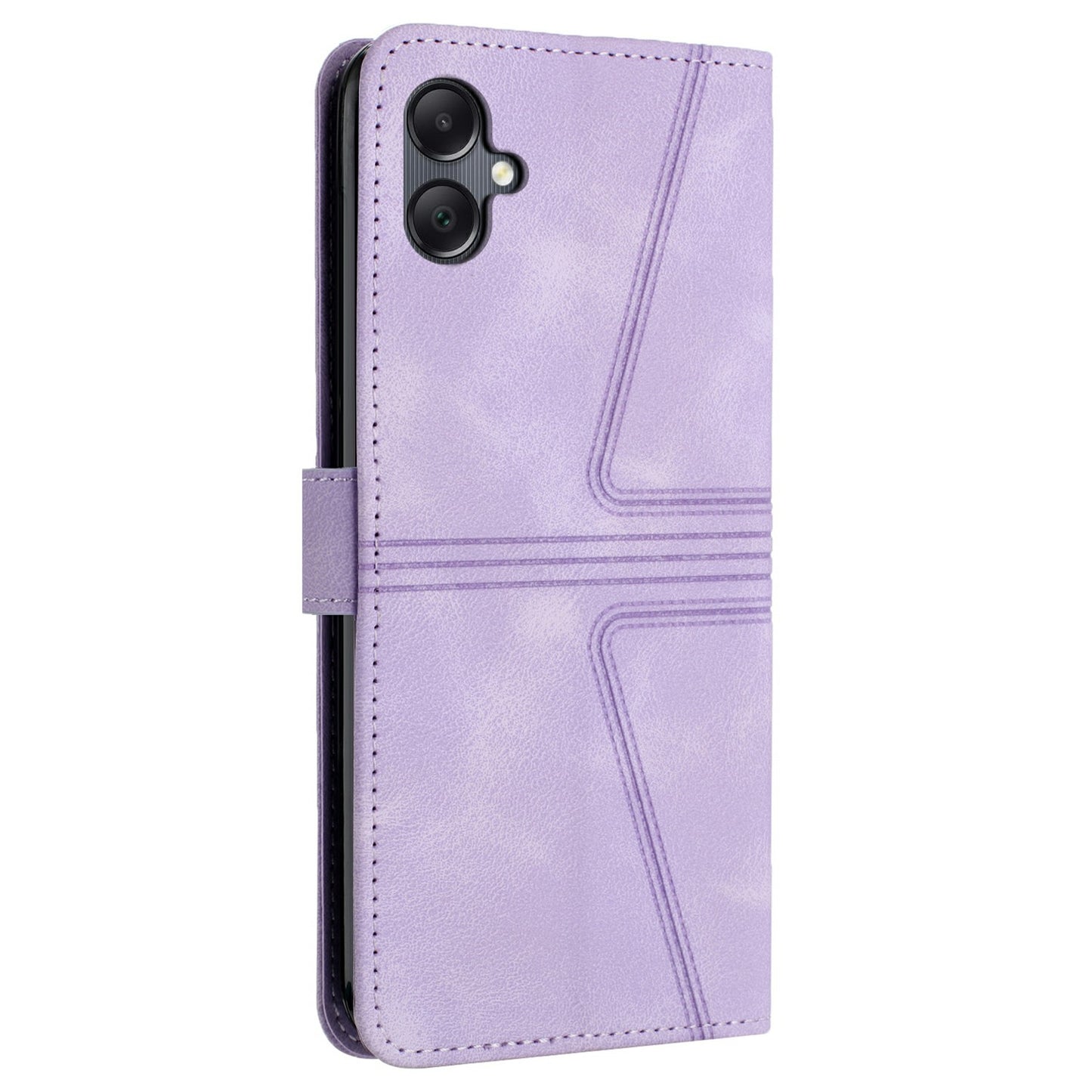 For Samsung Galaxy A06 Case Triangle Imprinted Anti-Scratch Phone Wallet Cover - Purple