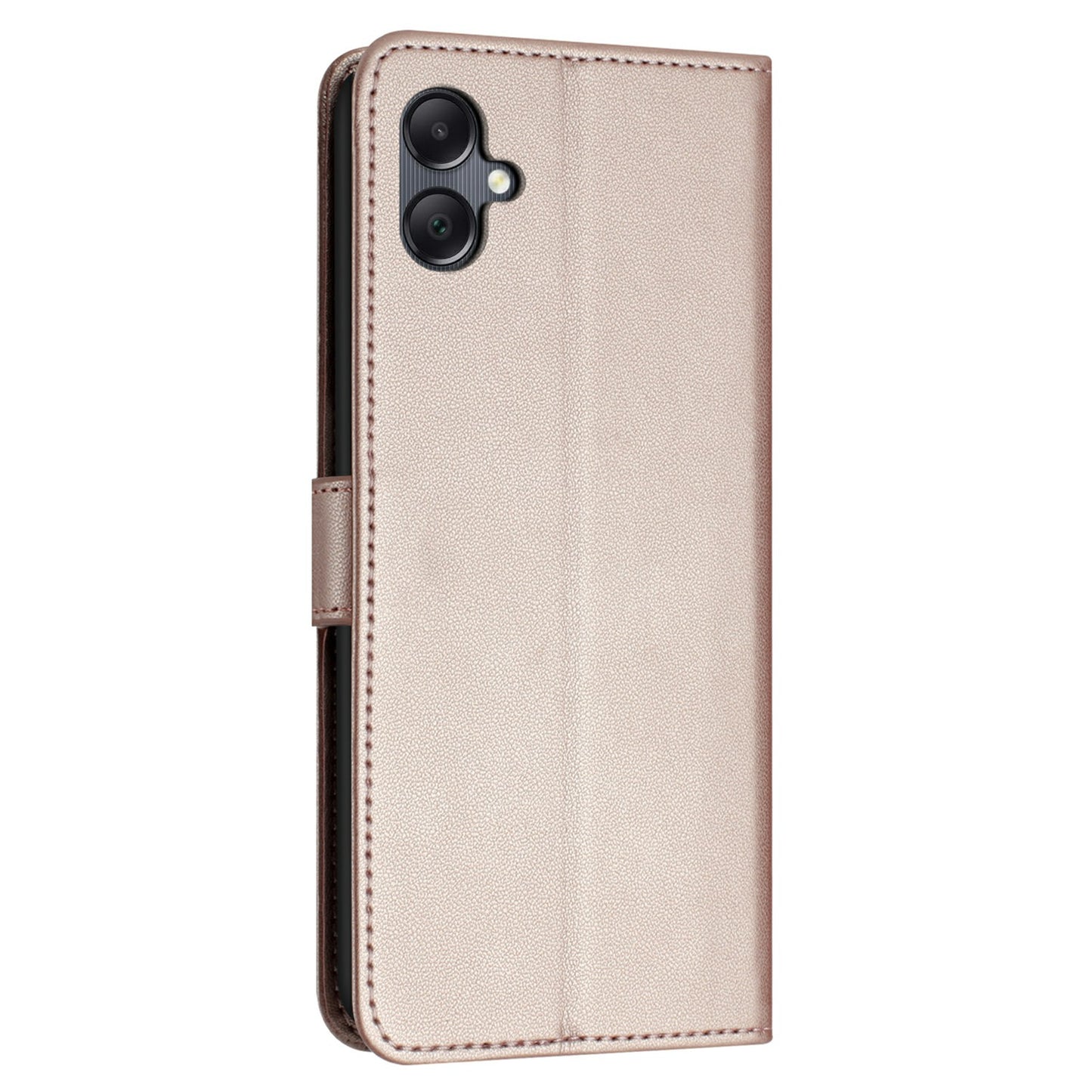 For Samsung Galaxy A06 Wallet Phone Case Leather Stand Cover with Strap - Rose Gold