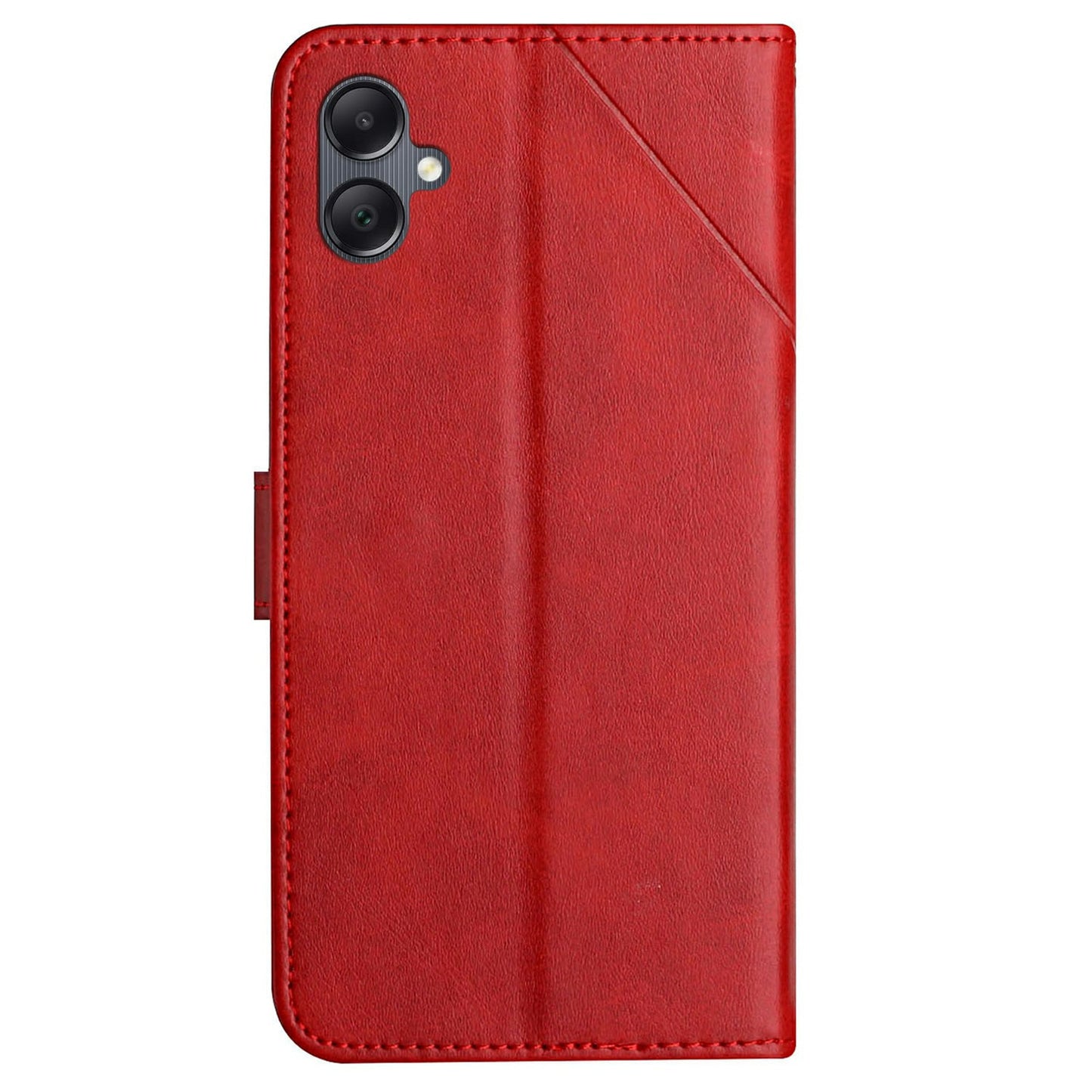 For Samsung Galaxy A06 Leather Case Line Pattern Wallet Phone Cover - Red