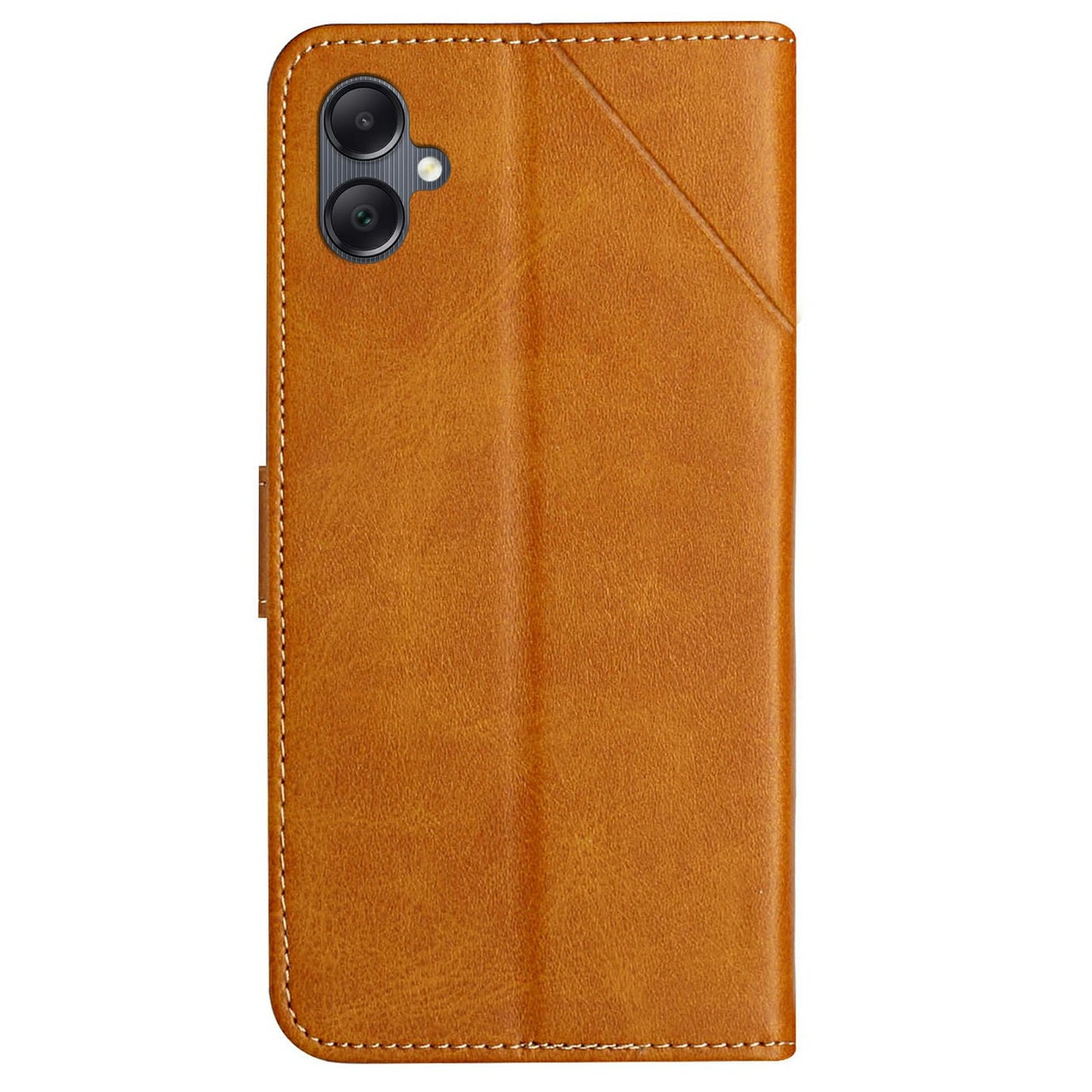For Samsung Galaxy A06 Leather Case Line Pattern Wallet Phone Cover - Yellow