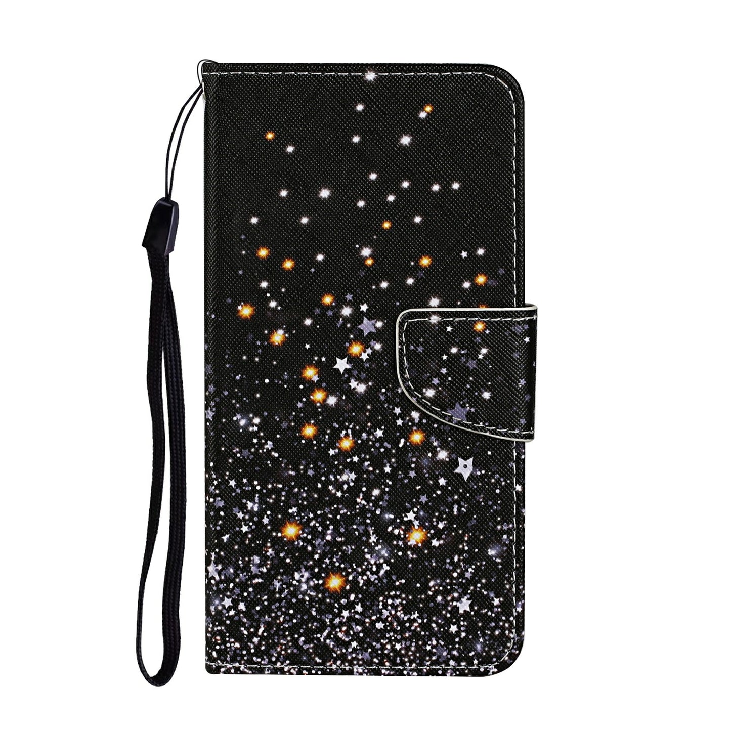 For Samsung Galaxy A06 Case Pattern Printing Protective Leather Folio Phone Cover - Black Pentagram