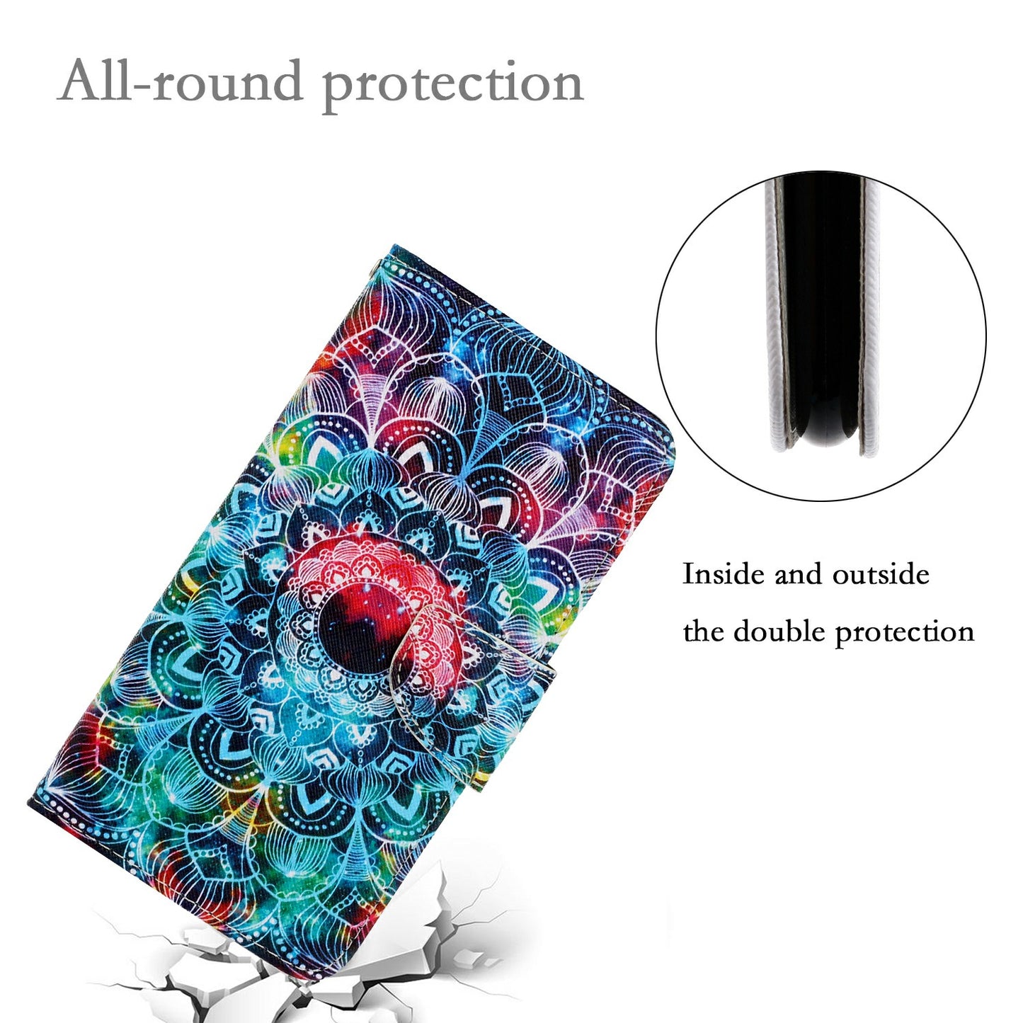 For Samsung Galaxy A06 Case Pattern Printing Protective Leather Folio Phone Cover - Mandala