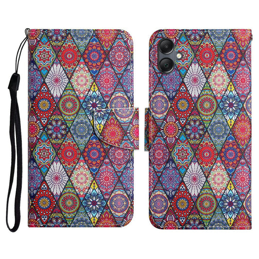 For Samsung Galaxy A06 Case Pattern Printing Protective Leather Folio Phone Cover - Rhombus Kaleidoscope