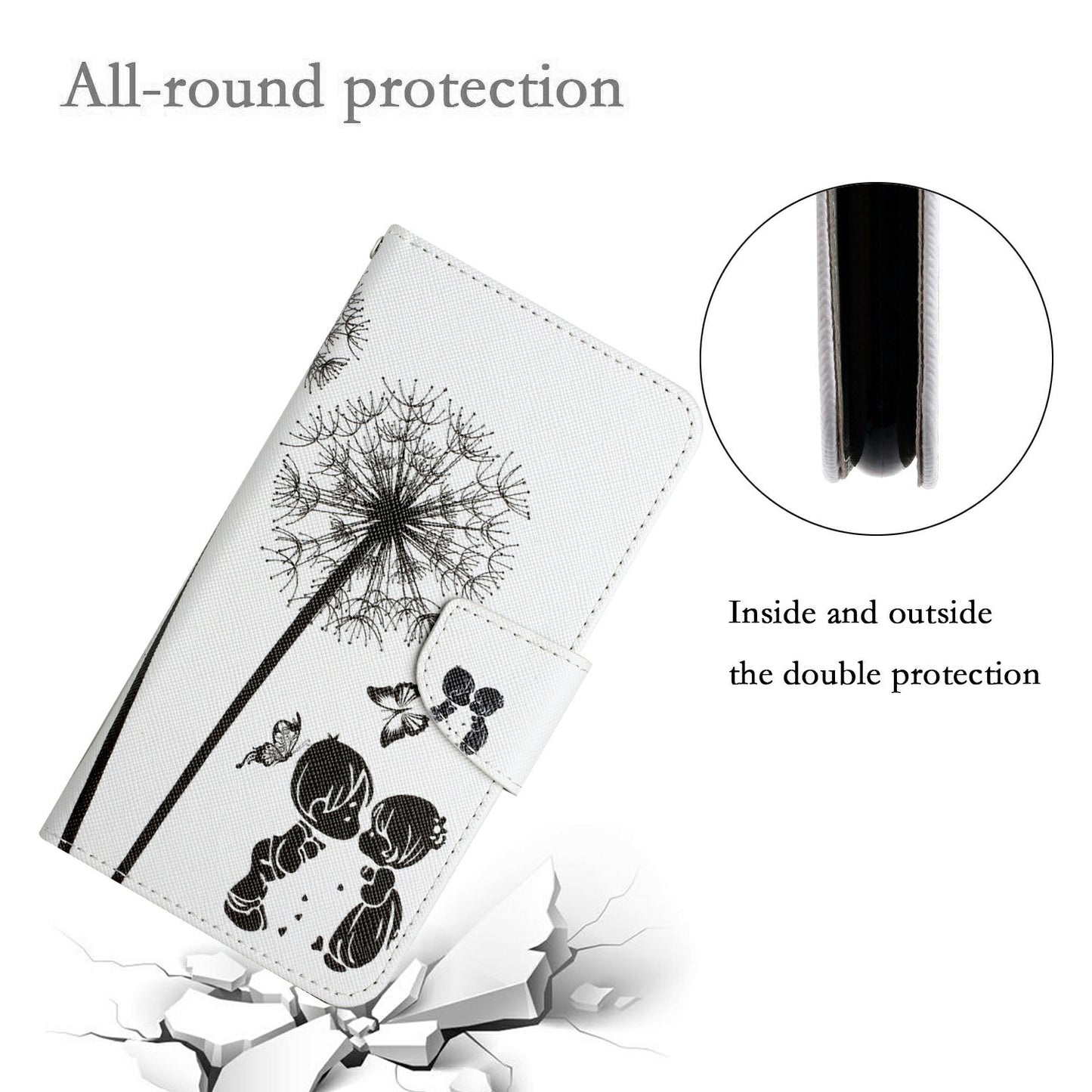 For Samsung Galaxy A06 Case Pattern Printing Protective Leather Folio Phone Cover - Dandelion