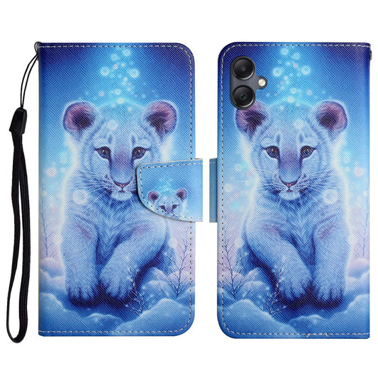 For Samsung Galaxy A06 Case Pattern Printing Protective Leather Folio Phone Cover - Little Leopard