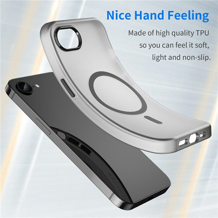 For iPhone 16e Case Compatible with MagSafe TPU + PC Slim Matte Translucent Phone Cover - Black
