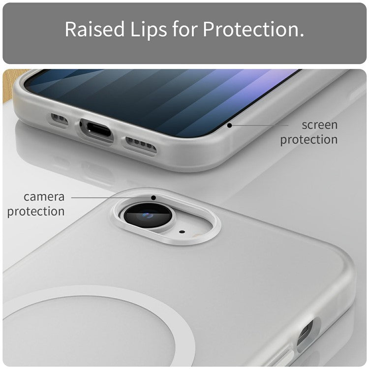 For iPhone 16e Case Compatible with MagSafe TPU + PC Slim Matte Translucent Phone Cover - White