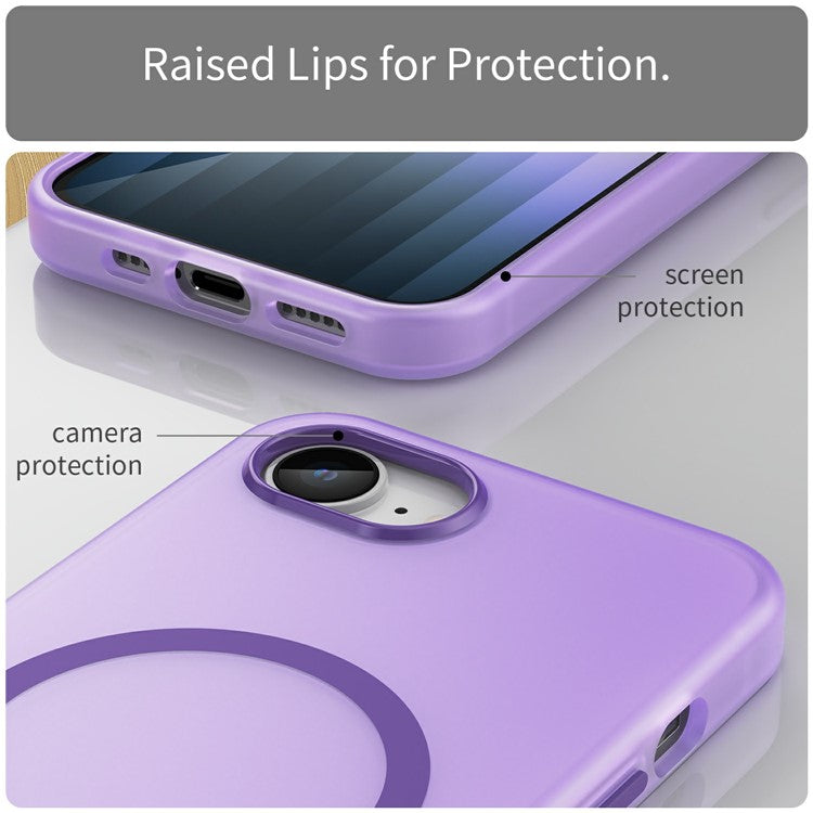 For iPhone 16e Case Compatible with MagSafe TPU + PC Slim Matte Translucent Phone Cover - Dark Purple