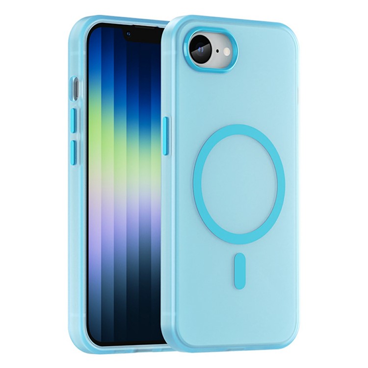 For iPhone 16e Case Compatible with MagSafe TPU + PC Slim Matte Translucent Phone Cover - Blue