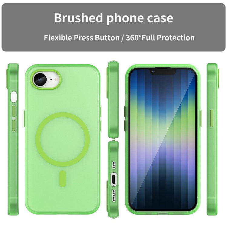 For iPhone 16e Case Compatible with MagSafe TPU + PC Slim Matte Translucent Phone Cover - Green