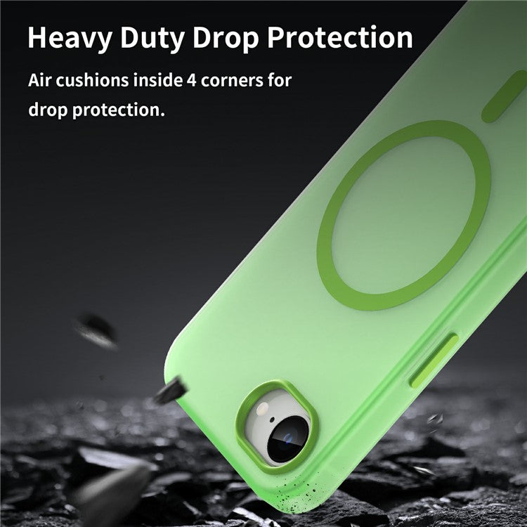 For iPhone 16e Case Compatible with MagSafe TPU + PC Slim Matte Translucent Phone Cover - Green