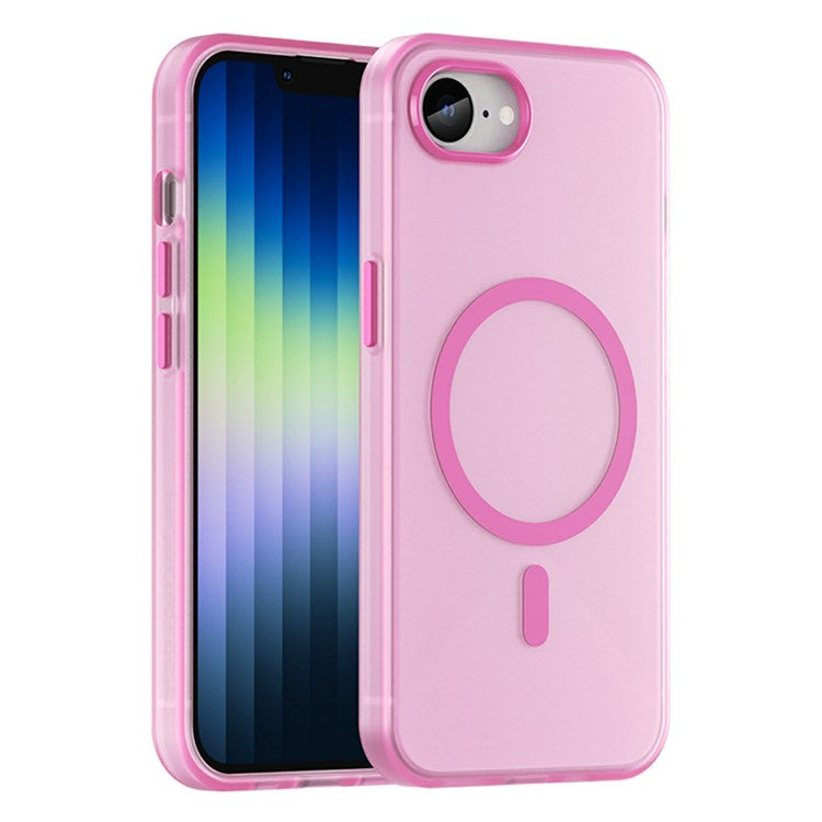 For iPhone 16e Case Compatible with MagSafe TPU + PC Slim Matte Translucent Phone Cover - Pink