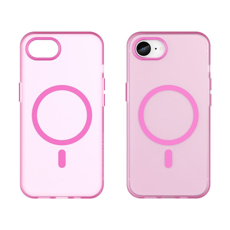 For iPhone 16e Case Compatible with MagSafe TPU + PC Slim Matte Translucent Phone Cover - Pink
