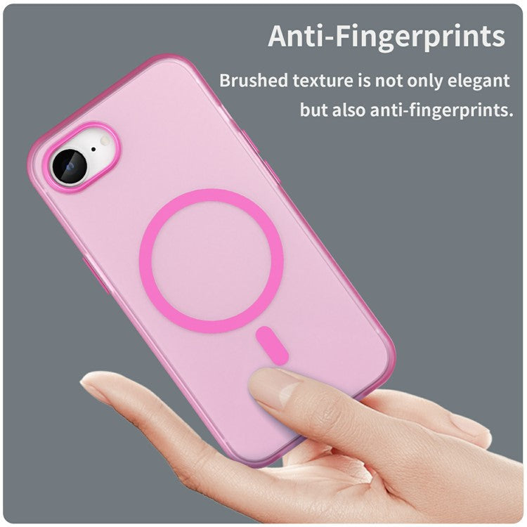 For iPhone 16e Case Compatible with MagSafe TPU + PC Slim Matte Translucent Phone Cover - Pink
