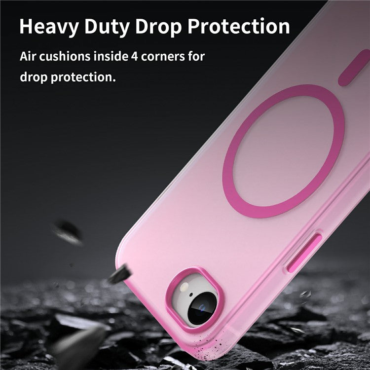 For iPhone 16e Case Compatible with MagSafe TPU + PC Slim Matte Translucent Phone Cover - Pink
