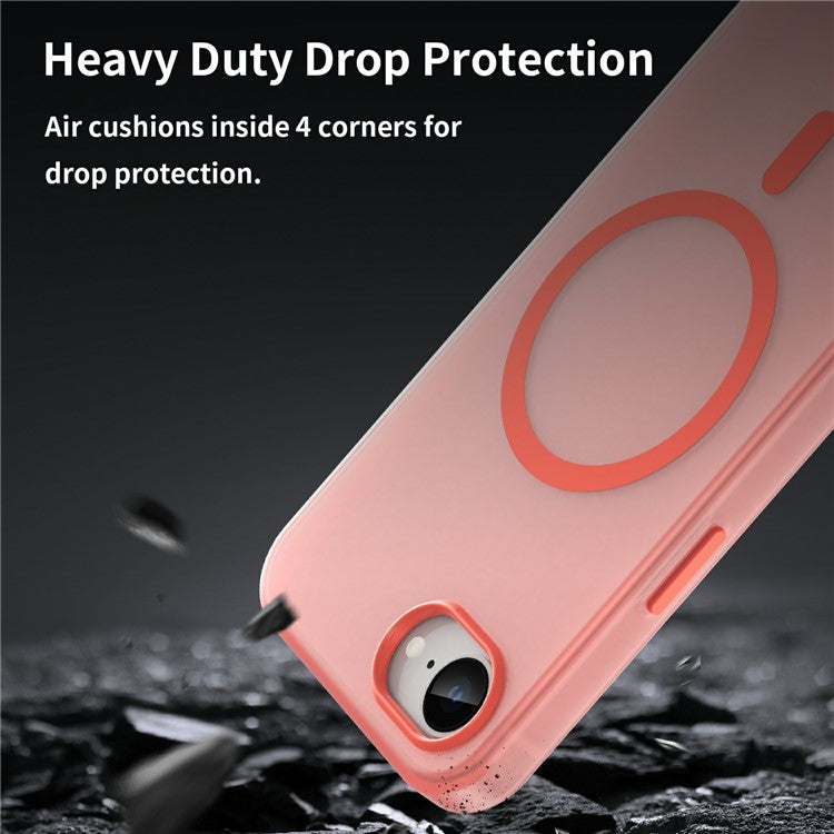 For iPhone 16e Case Compatible with MagSafe TPU + PC Slim Matte Translucent Phone Cover - Red