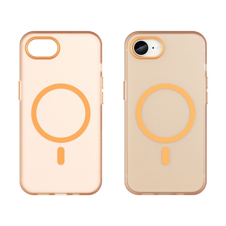 For iPhone 16e Case Compatible with MagSafe TPU + PC Slim Matte Translucent Phone Cover - Orange