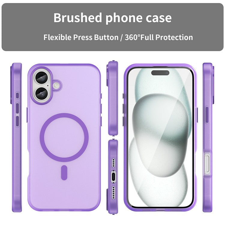 For iPhone 16 Plus Case Compatible with MagSafe TPU + PC Slim Matte Translucent Phone Cover - Dark Purple