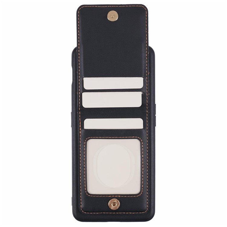 For OnePlus Ace 2V Phone Case Rhombus Adhesive Card Bag with Kickstand RFID Blocking - Black