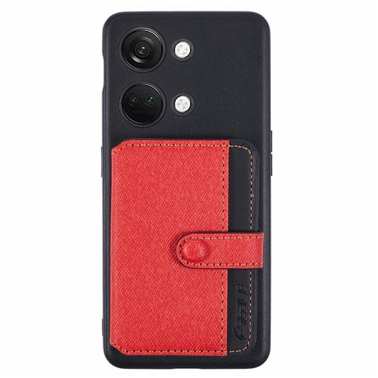 For OnePlus Ace 2V Phone Case Adhesive Card Bag Color Matching with Kickstand - Red