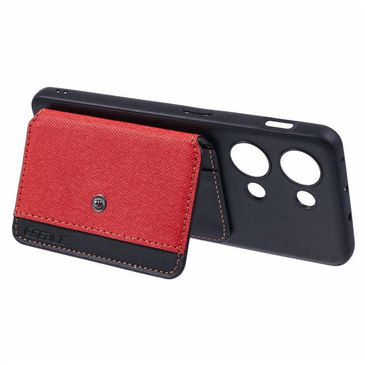 For OnePlus Ace 2V Phone Case Adhesive Card Bag Color Matching with Kickstand - Red