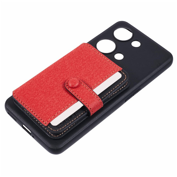 For OnePlus Ace 2V Phone Case Adhesive Card Bag Color Matching with Kickstand - Red
