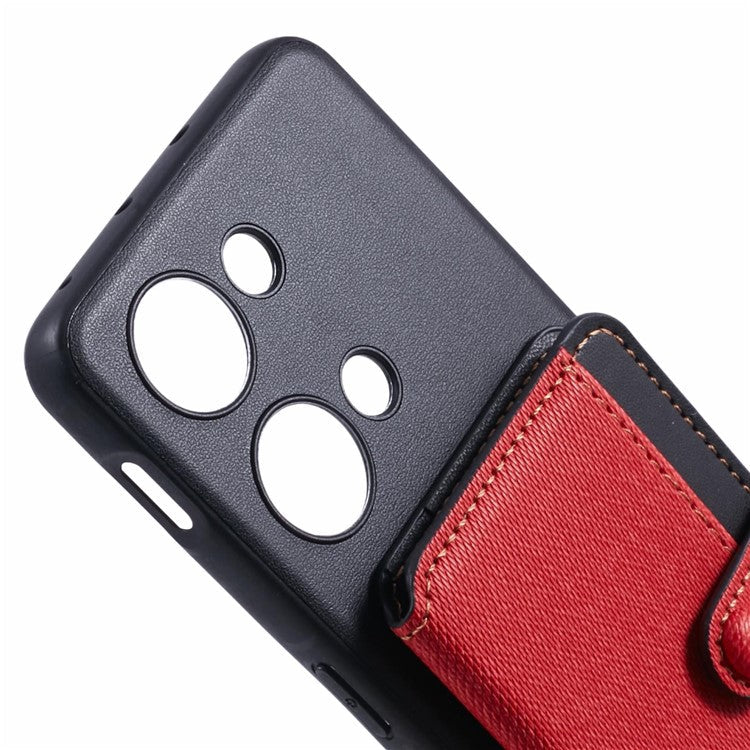 For OnePlus Ace 2V Phone Case Adhesive Card Bag Color Matching with Kickstand - Red