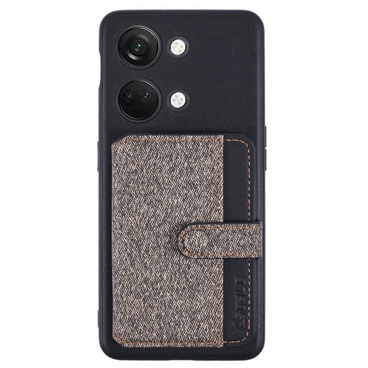 For OnePlus Ace 2V Phone Case Adhesive Card Bag Color Matching with Kickstand - Grey