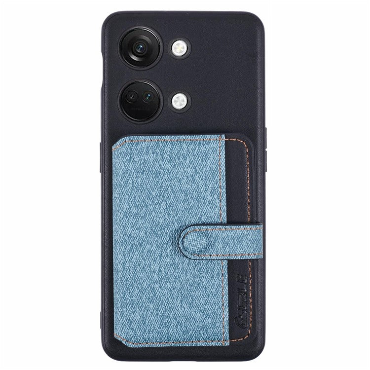 For OnePlus Ace 2V Phone Case Adhesive Card Bag Color Matching with Kickstand - Blue