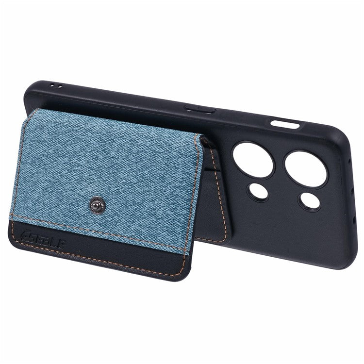 For OnePlus Ace 2V Phone Case Adhesive Card Bag Color Matching with Kickstand - Blue