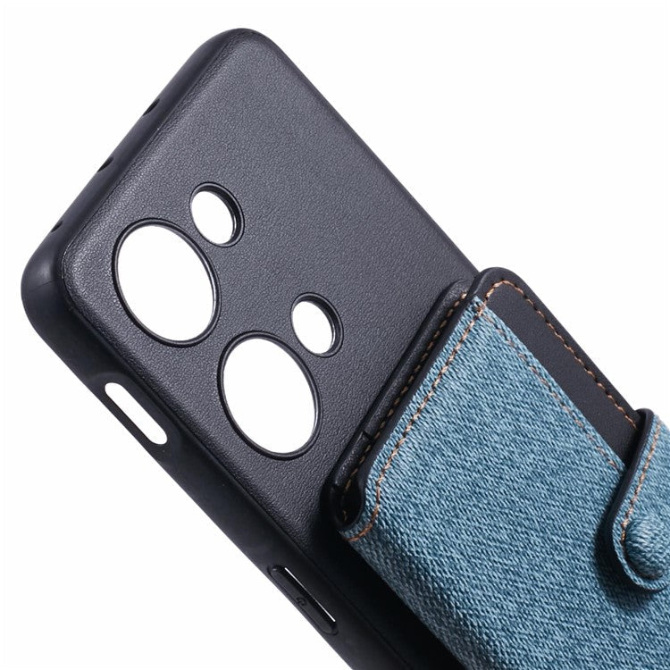 For OnePlus Ace 2V Phone Case Adhesive Card Bag Color Matching with Kickstand - Blue