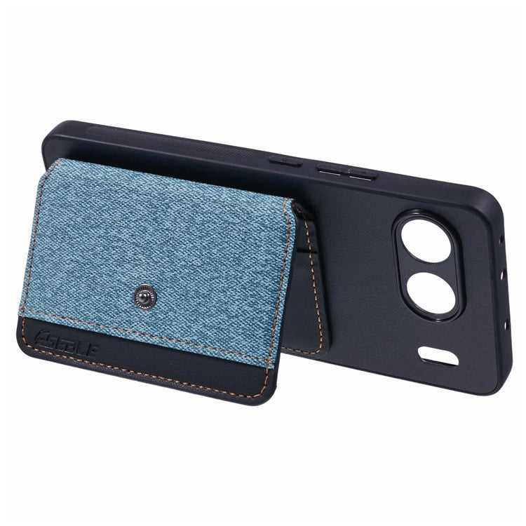 For OnePlus Nord 4 Phone Case Adhesive Card Bag Color Matching with Kickstand - Blue