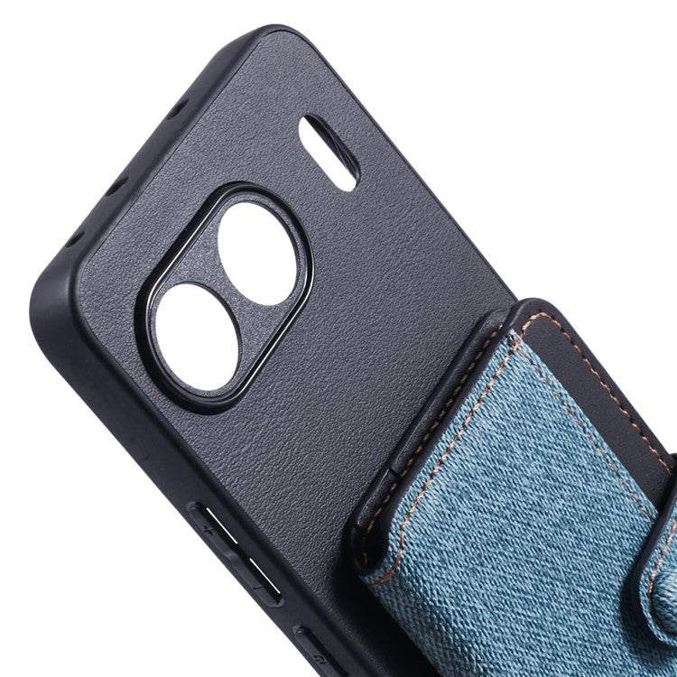 For OnePlus Nord 4 Phone Case Adhesive Card Bag Color Matching with Kickstand - Blue