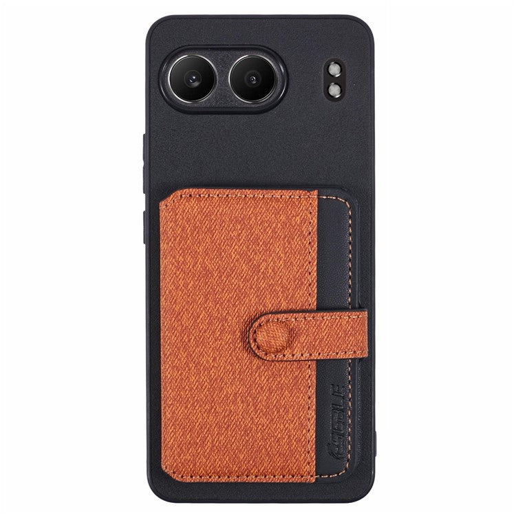 For OnePlus Nord 4 Phone Case Adhesive Card Bag Color Matching with Kickstand - Brown