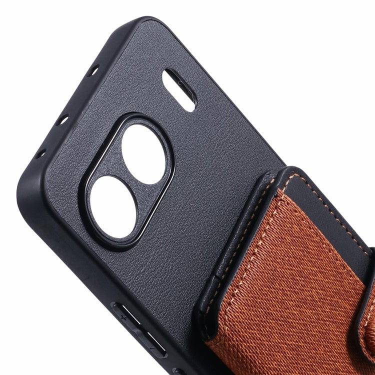 For OnePlus Nord 4 Phone Case Adhesive Card Bag Color Matching with Kickstand - Brown