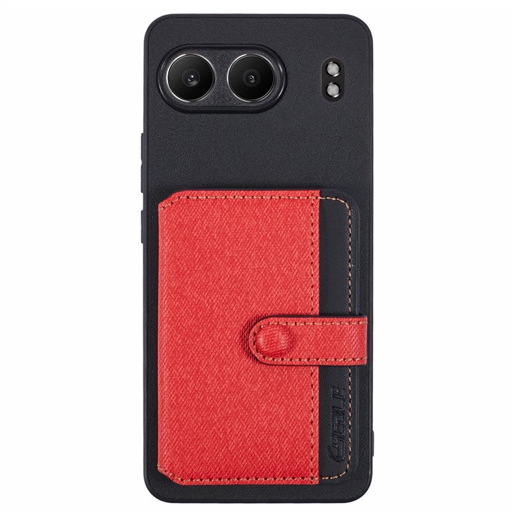 For OnePlus Nord 4 Phone Case Adhesive Card Bag Color Matching with Kickstand - Red