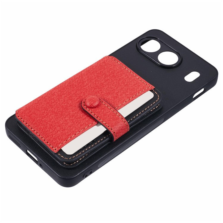For OnePlus Nord 4 Phone Case Adhesive Card Bag Color Matching with Kickstand - Red