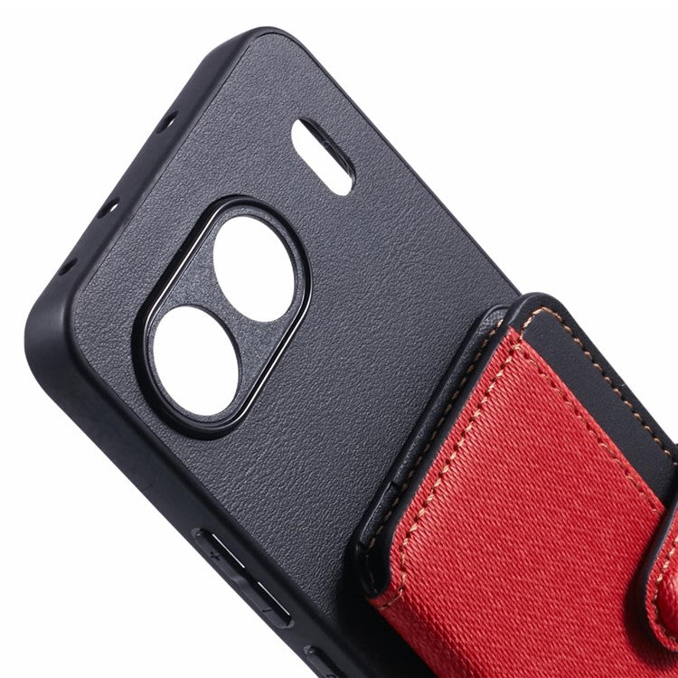 For OnePlus Nord 4 Phone Case Adhesive Card Bag Color Matching with Kickstand - Red