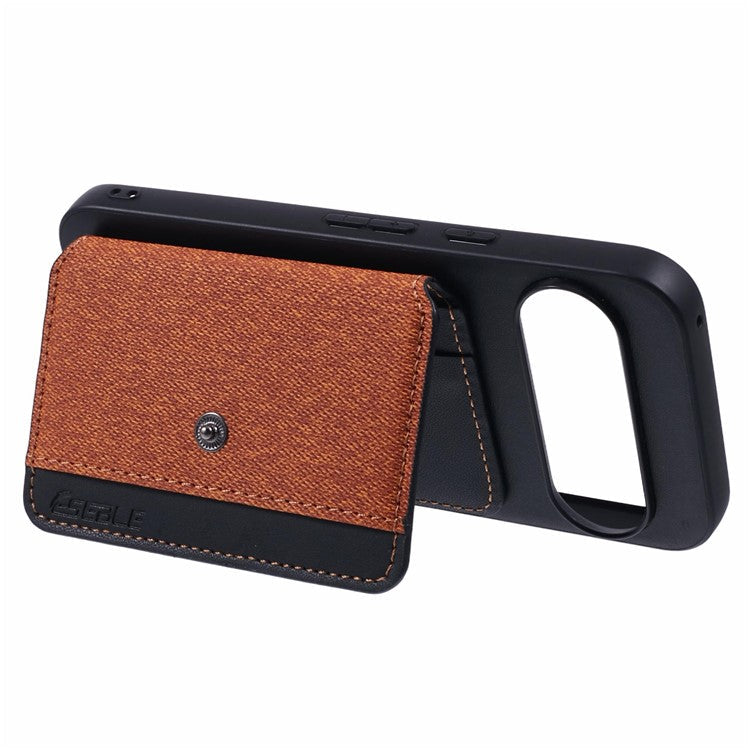 For Google Pixel 9 Pro  /  9 Phone Case Adhesive Card Bag Color Matching with Kickstand - Brown